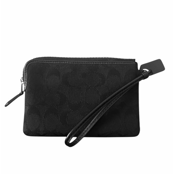 Coach Outline Signature Corner Zip Black Wristlet Purse F54627 with Hangtag - Picture 7 of 7